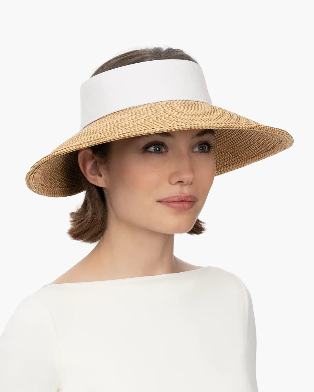 Eric Javits Squishee® Halo Visor in Peanut & White - Mildred Hoit