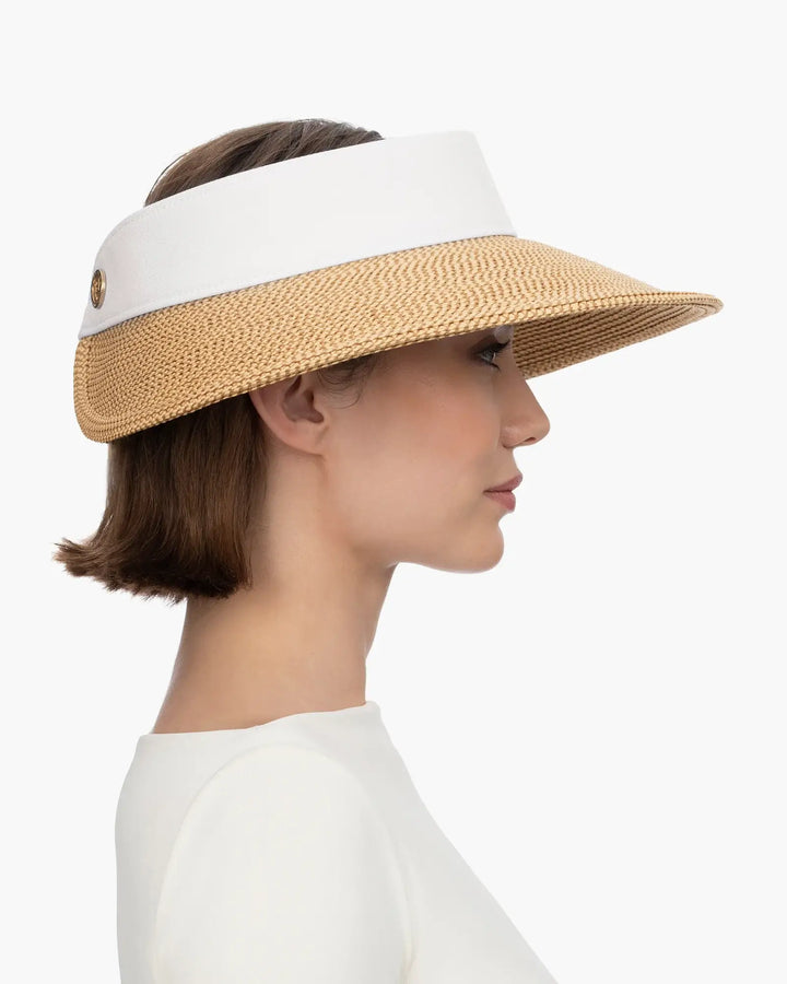 Eric Javits Squishee® Halo Visor in Peanut & White - Mildred Hoit