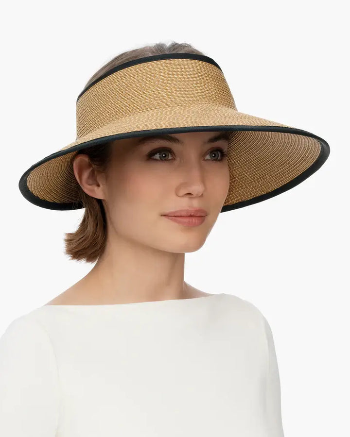 Eric Javits Lil Squishee® Visor in Natural & Black - Mildred Hoit
