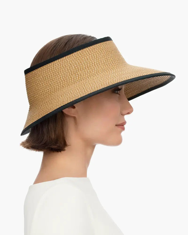 Eric Javits Lil Squishee® Visor in Natural & Black - Mildred Hoit