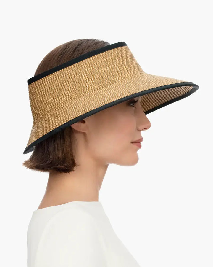 Eric Javits Lil Squishee® Visor in Natural & Black - Mildred Hoit