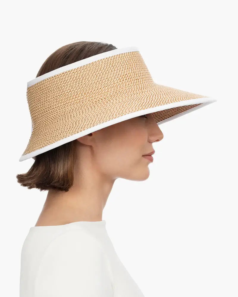 Eric Javits Lil Squishee® Visor in Peanut & White - Mildred Hoit