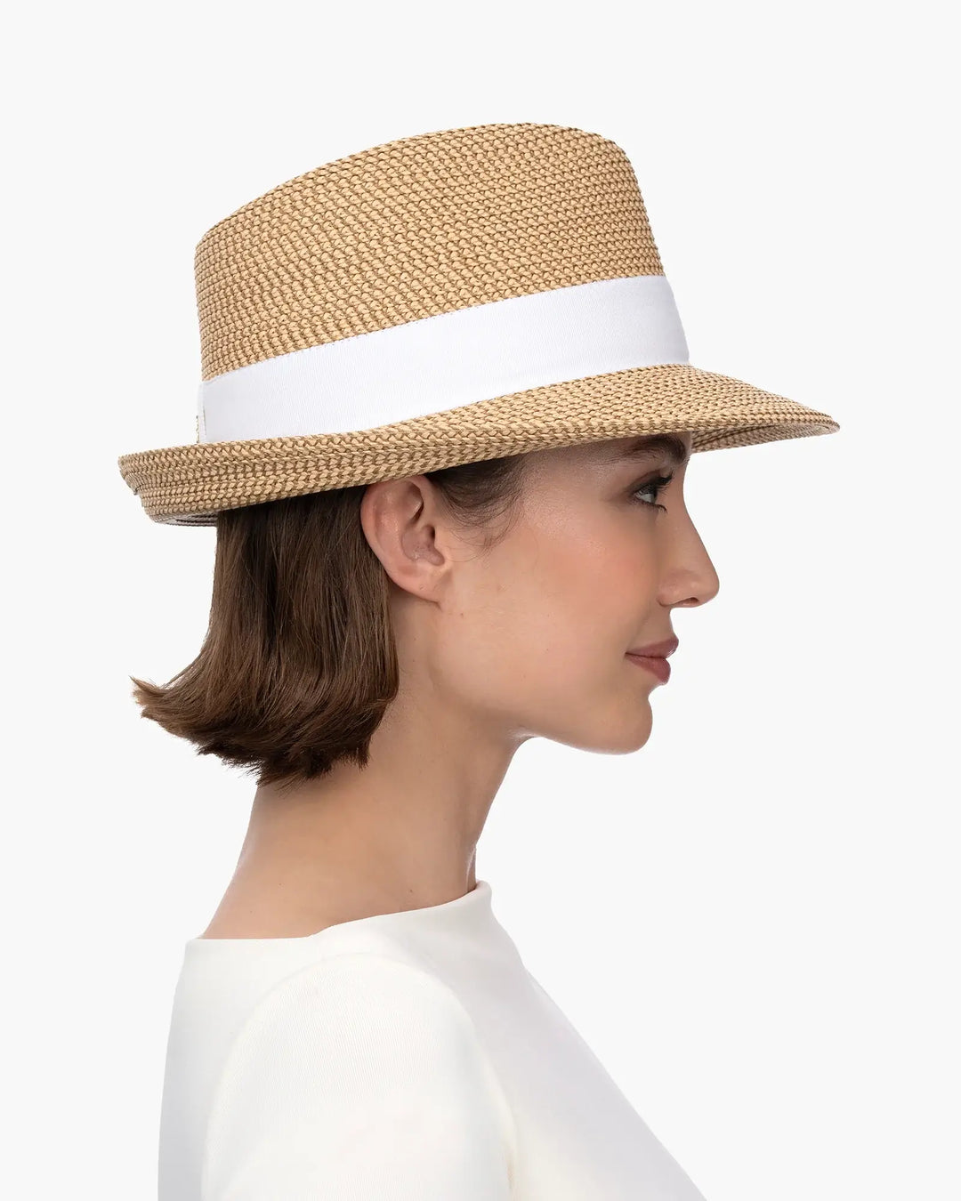 Eric Javits Squishee® Classic Fedora in Peanut & White - Mildred Hoit