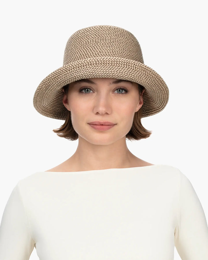 Eric Javits Bow Cloche Hat in Bark - Mildred Hoit