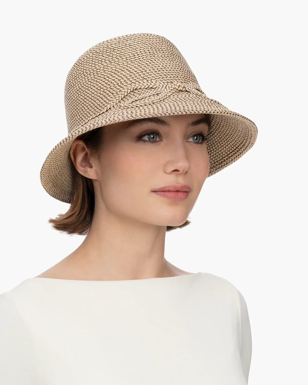 Eric Javits Bow Cloche Hat in Bark - Mildred Hoit