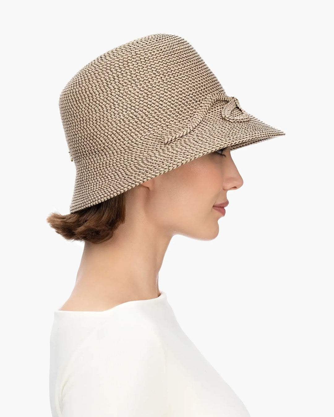 Eric Javits Bow Cloche Hat in Bark - Mildred Hoit