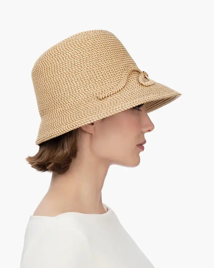 Eric Javits Bow Cloche Hat in Peanut - Mildred Hoit