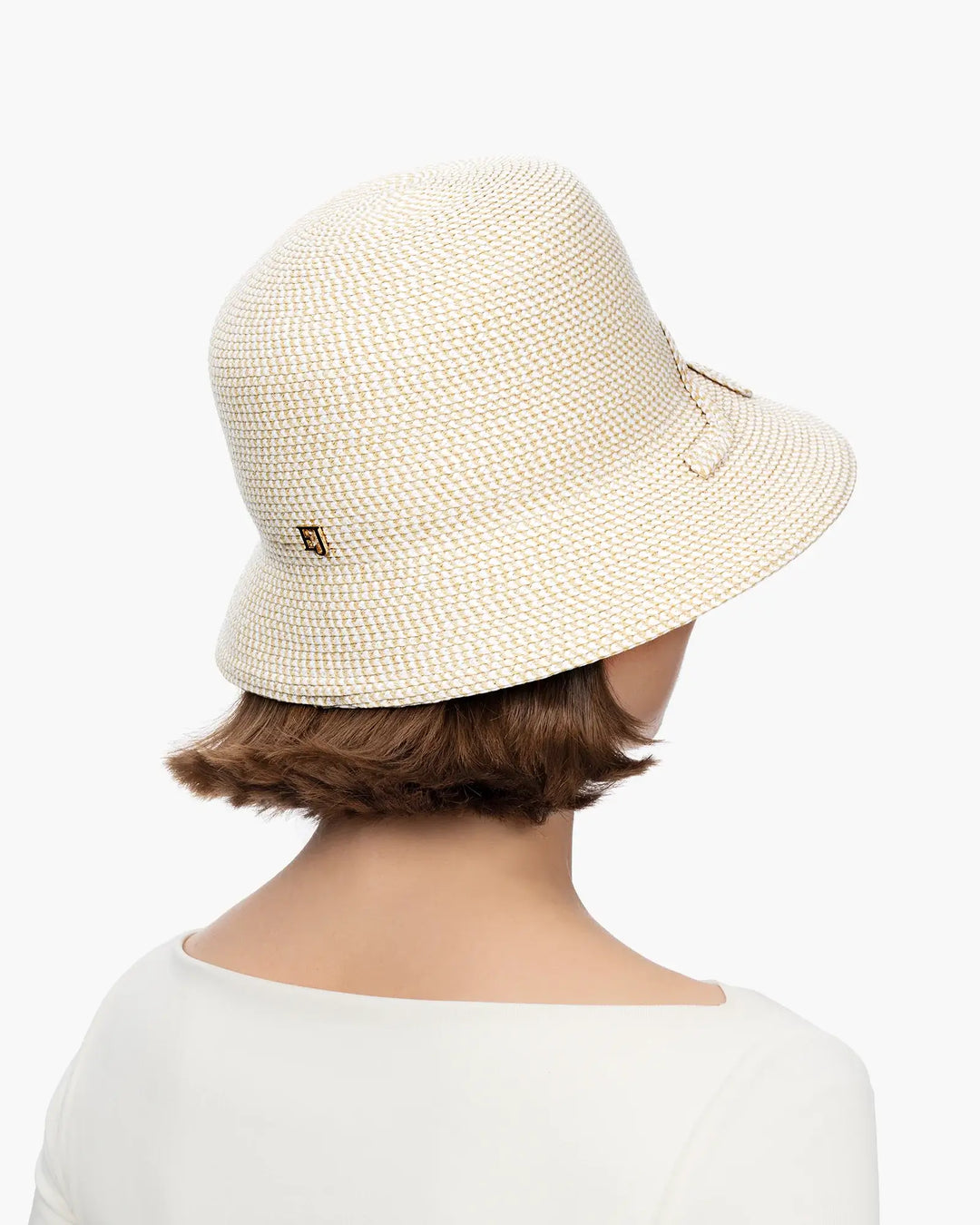 Eric Javits Bow Cloche Hat in White Mix - Mildred Hoit