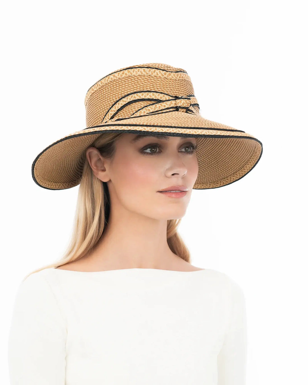 Eric Javits Bowtastic Hat in Natural & Black - Mildred Hoit