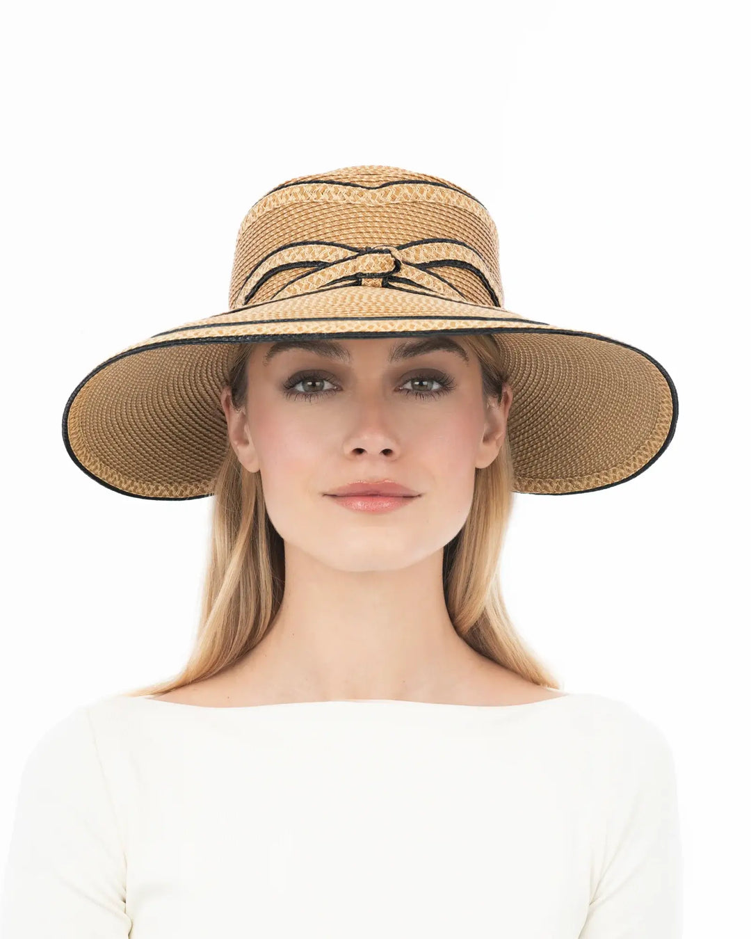 Eric Javits Bowtastic Hat in Natural & Black - Mildred Hoit