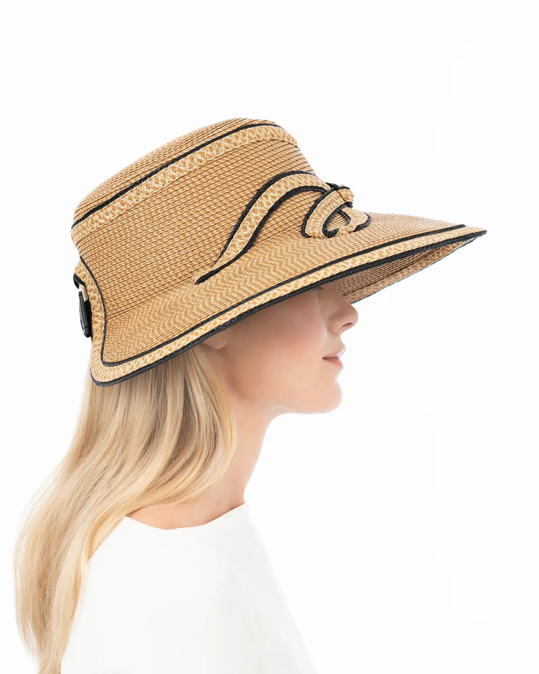 Eric Javits Bowtastic Hat in Natural & Black - Mildred Hoit