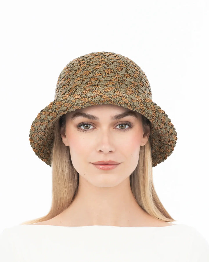 Eric Javits Woven Pith Hat in Khaki Mix - Mildred Hoit