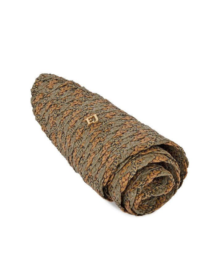 Eric Javits Woven Pith Hat in Khaki Mix - Mildred Hoit