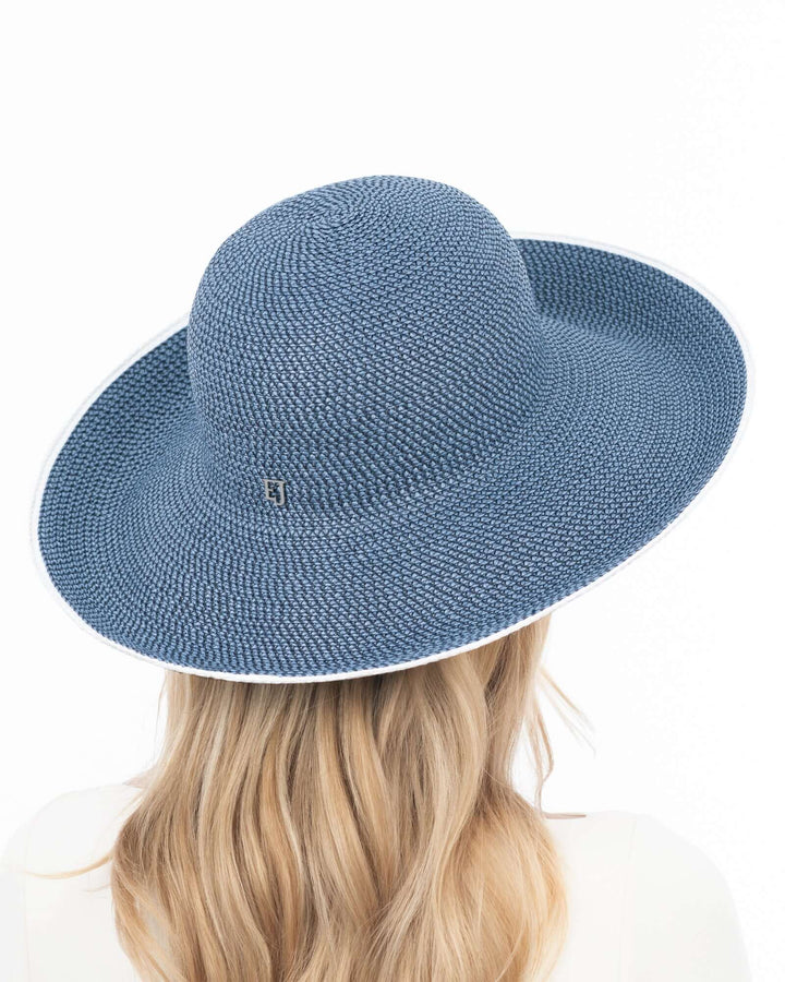 Eric Javits Hampton Hat in Indigo & White - Mildred Hoit