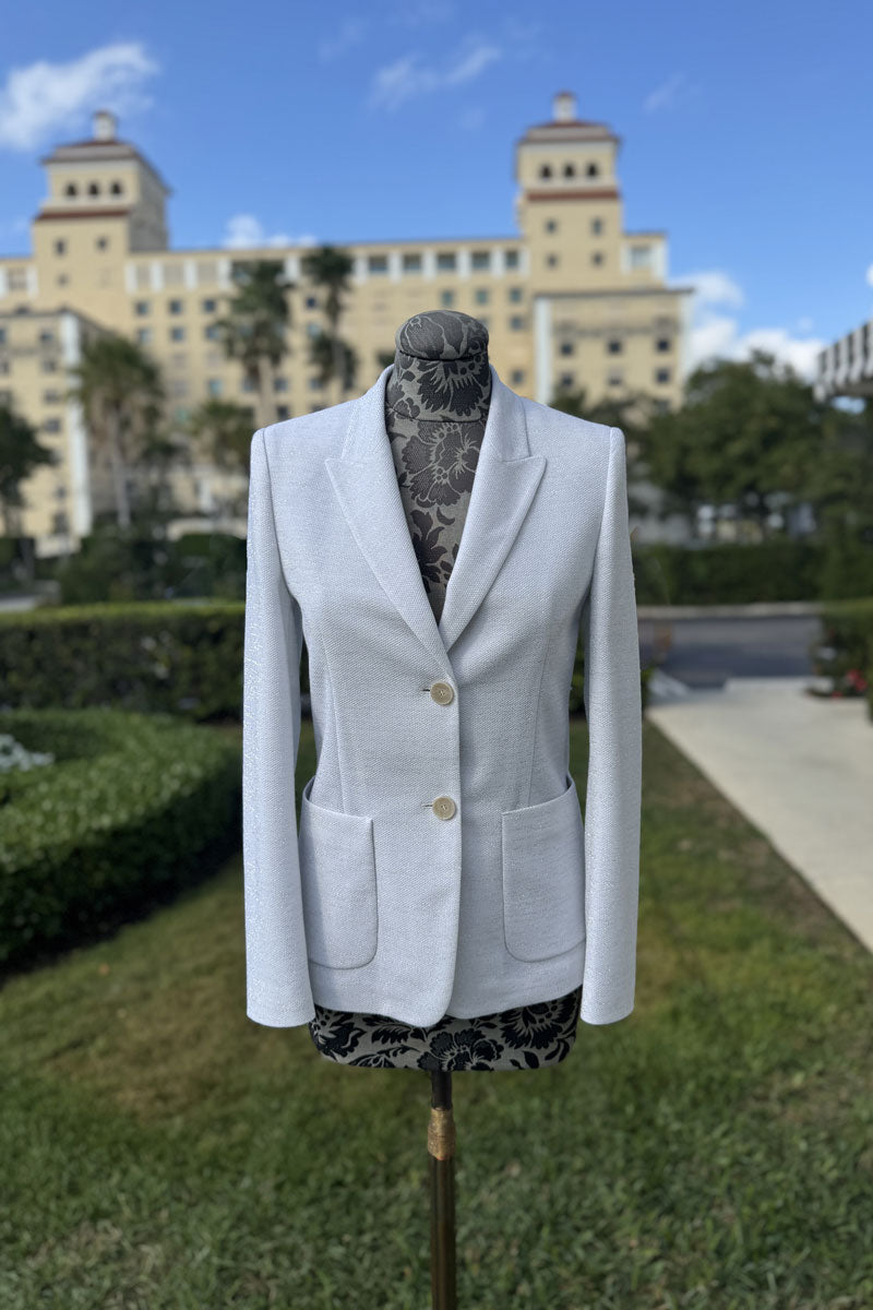 Sequined Blazer Jacket in Panna available at Mildred Hoit in Palm Beach.