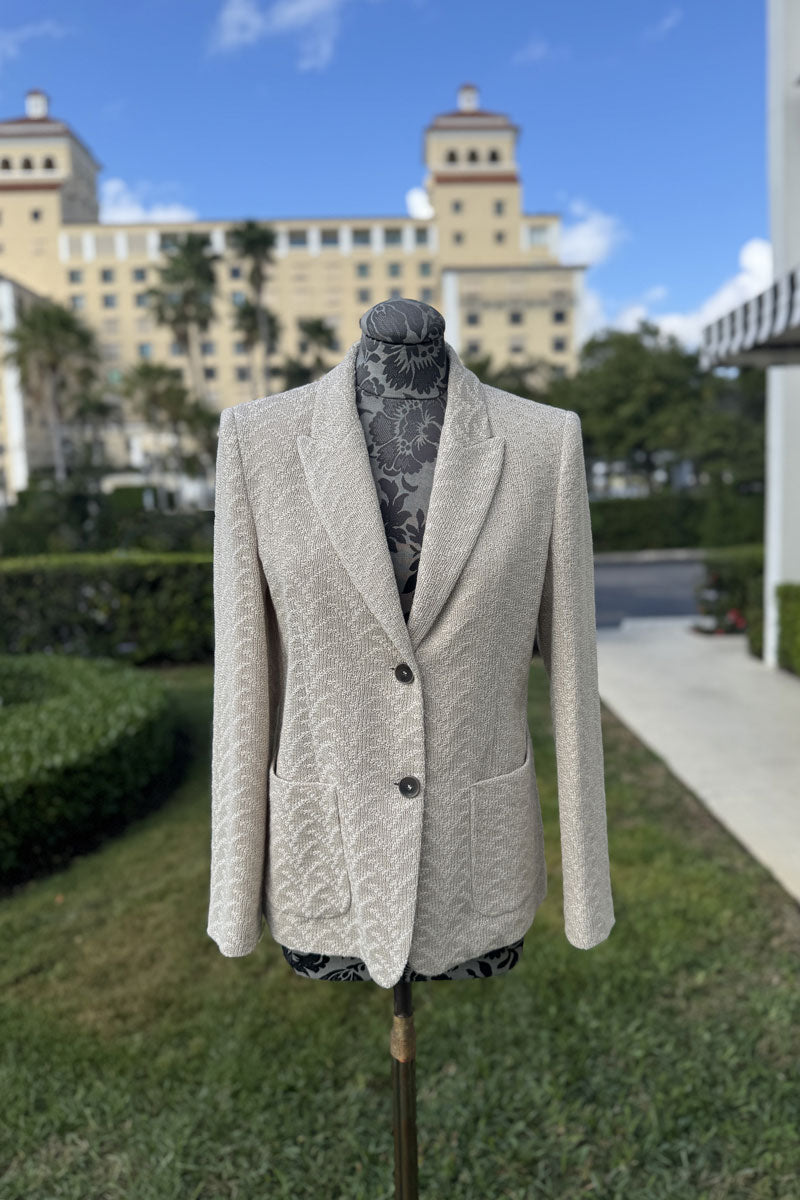 Sequined Blazer Jacket in Beige available at Mildred Hoit in Palm Beach.