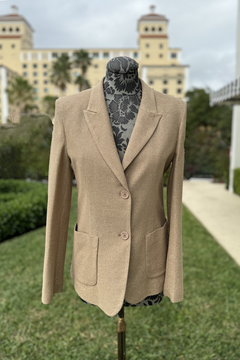 Seventy Textured Blazer in Khaki - Mildred Hoit