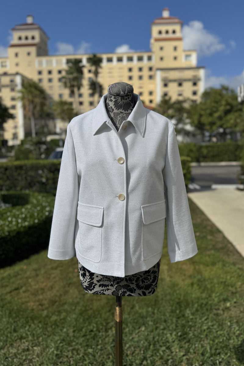 Seventy Sequined Jacket in Panna available at Mildred Hoit in Palm Beach.