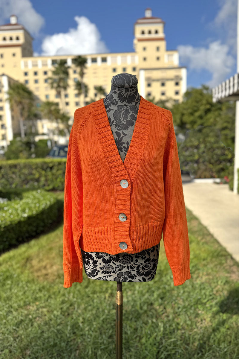 Knit Cardigan in Orange - Mildred Hoit