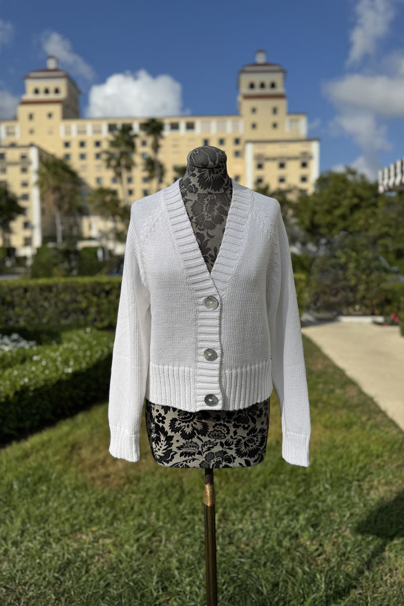 Knit Cardigan in White - Mildred Hoit