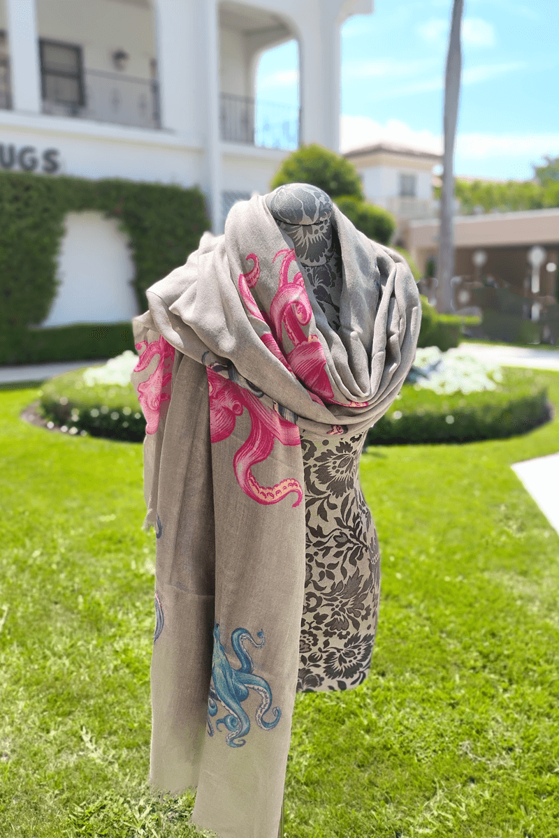 Octopus Scarf in Taupe - Mildred Hoit