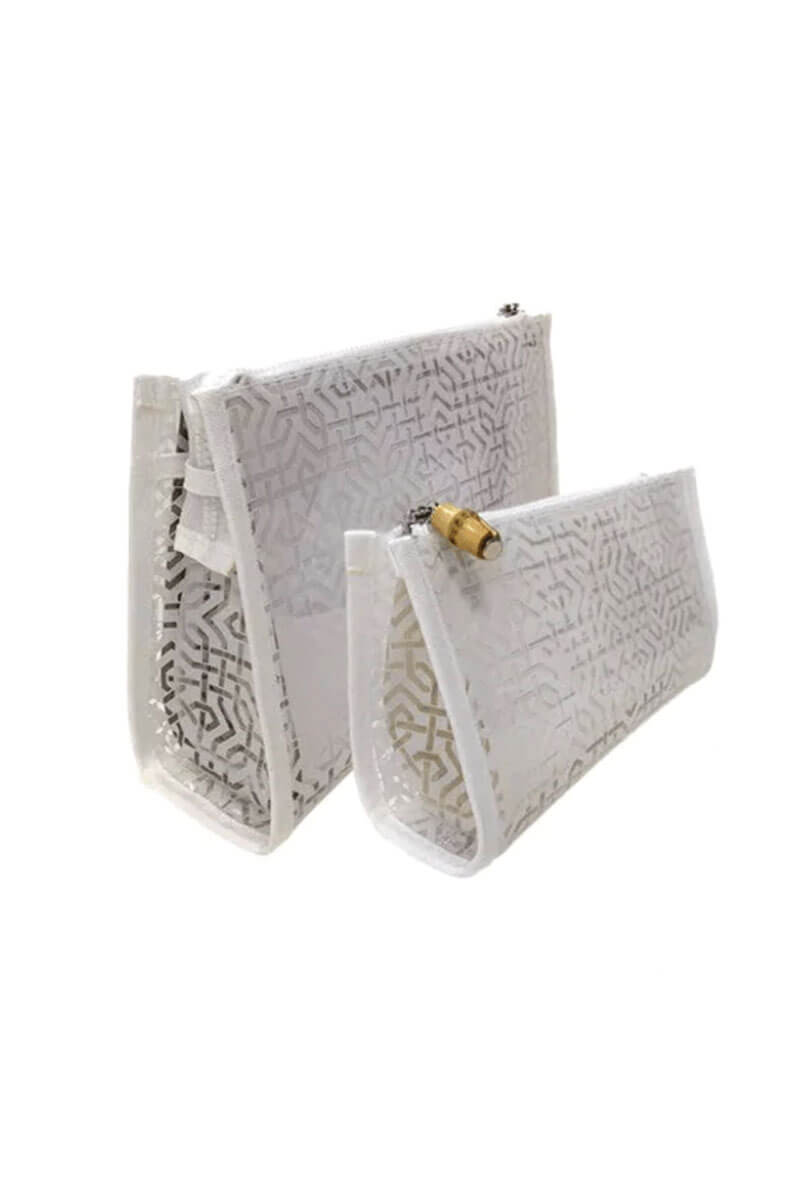 White Lattice Design Cosmetic Bag - Mildred Hoit