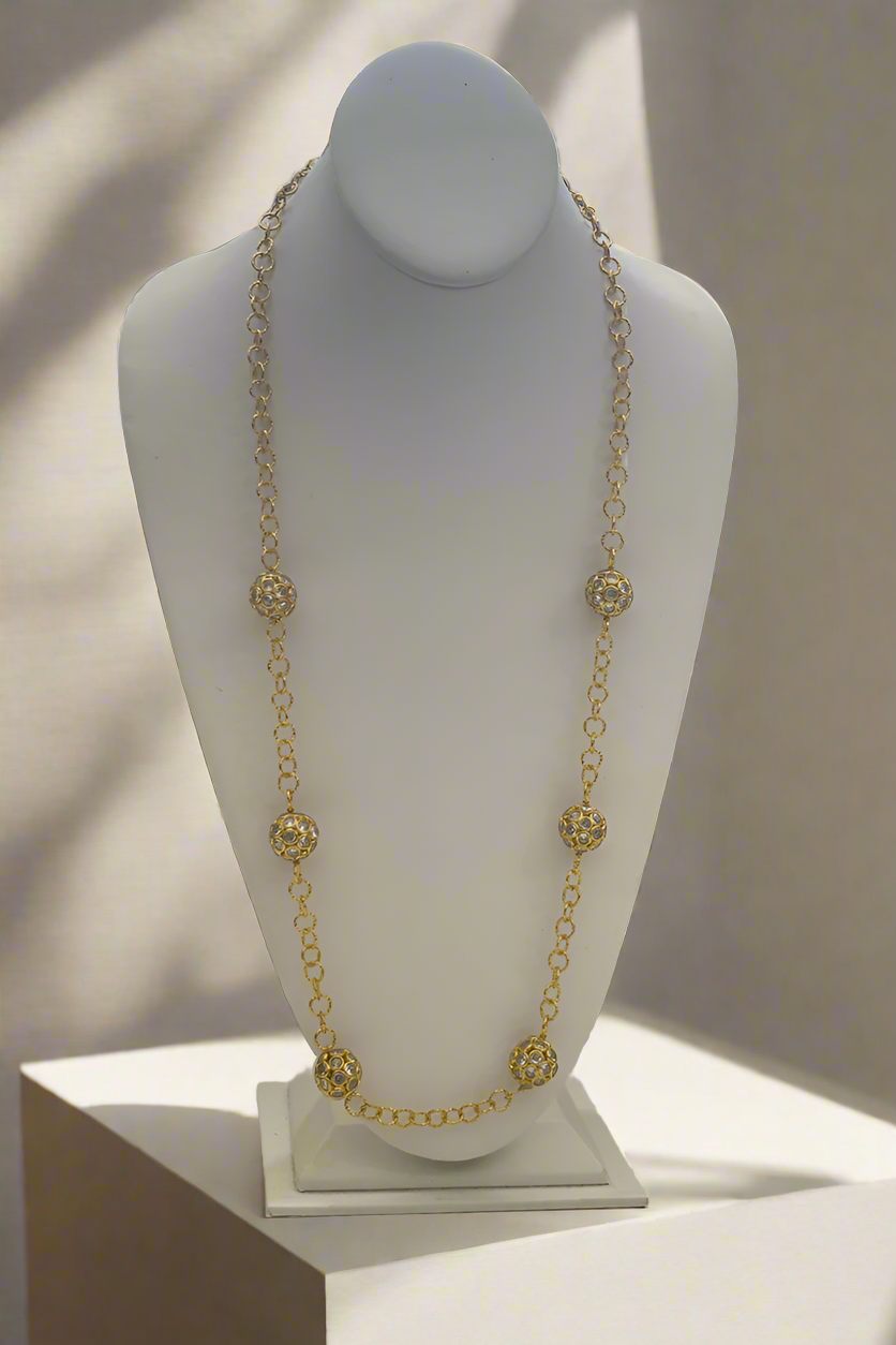 Gold and Crystal Necklace - Mildred Hoit