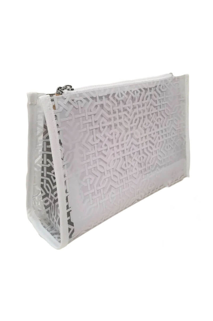 White Lattice Design Cosmetic Bag - Mildred Hoit