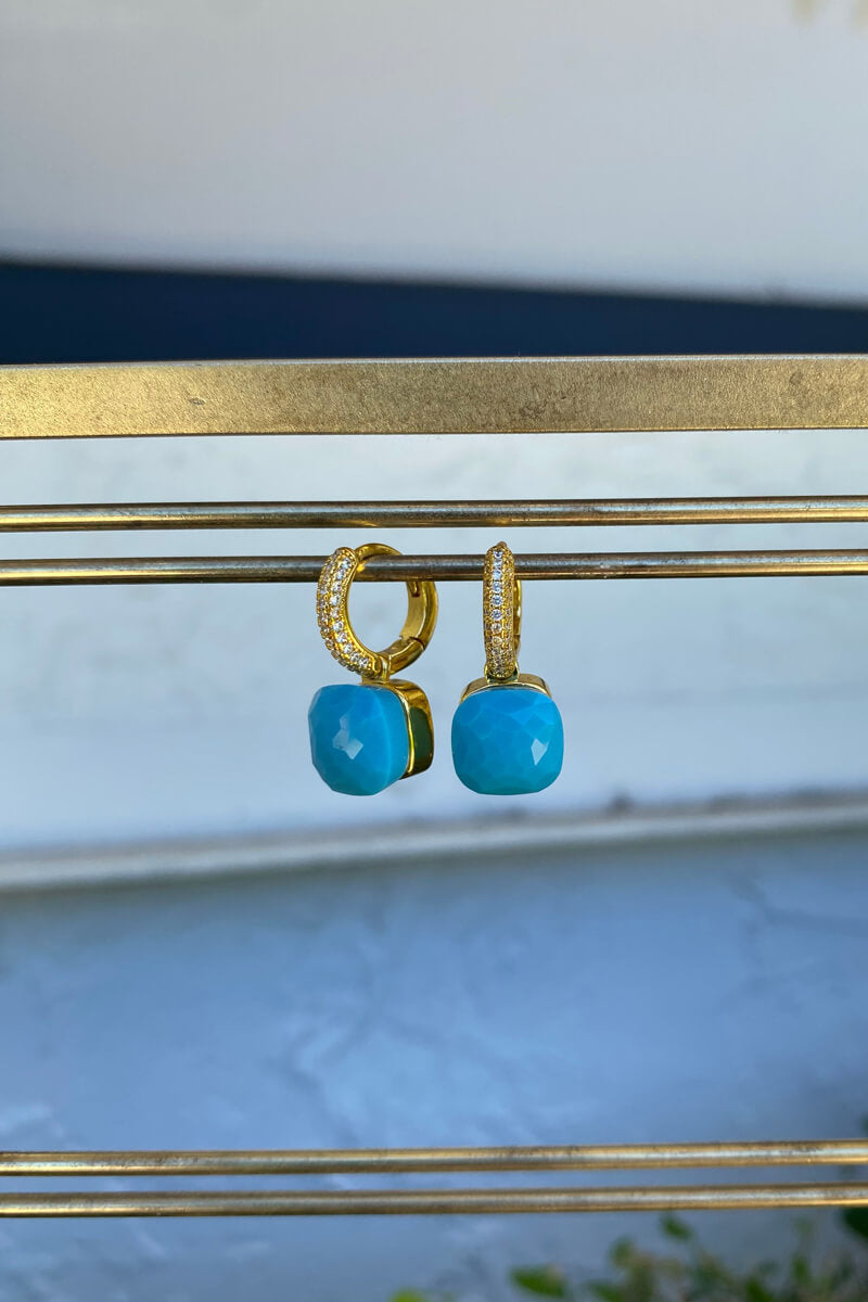 Pave Gold Turquoise Earring - Mildred Hoit