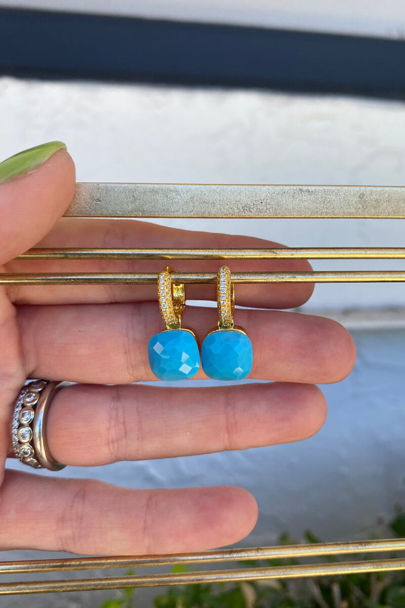 Pave Gold Turquoise Earring - Mildred Hoit