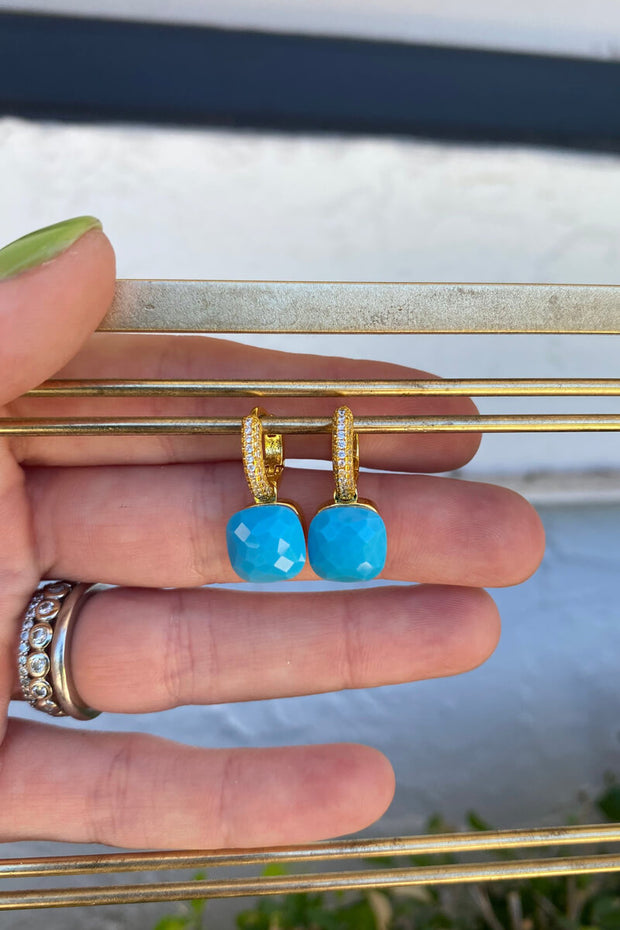 Pave Gold Turquoise Earring