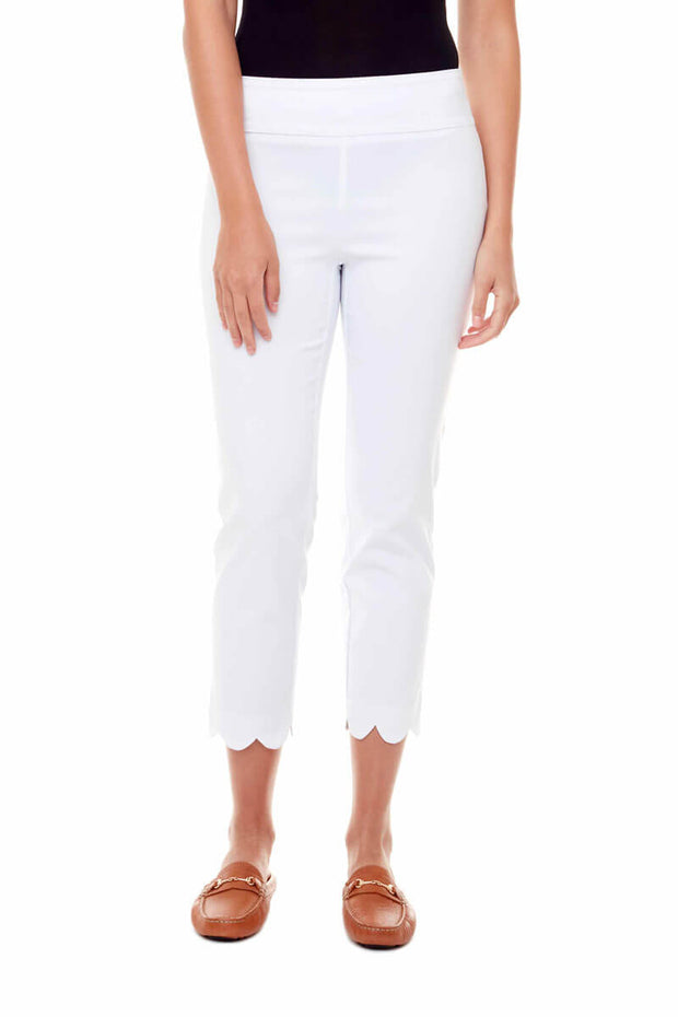 Up! Cropped Scalloped Edge Pant in White available at Mildred Hoit in Palm Beach.