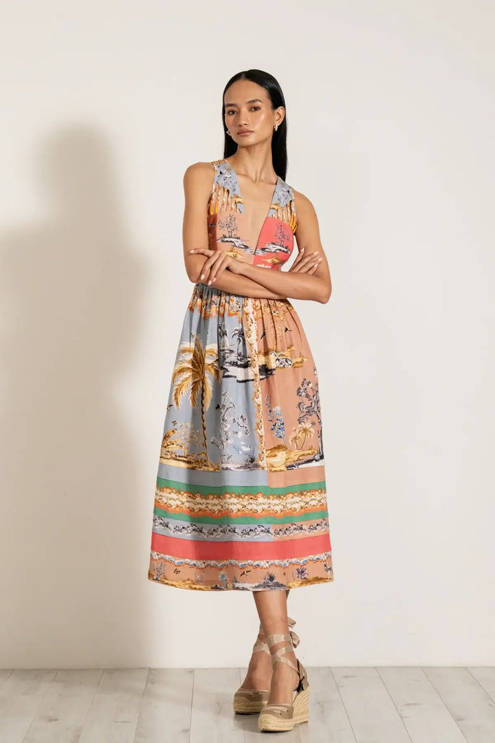 Octavia Strip Midi Dress - Mildred Hoit