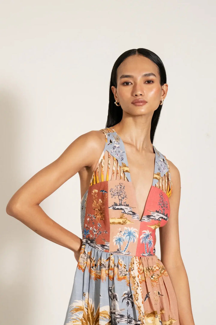 Octavia Strip Midi Dress - Mildred Hoit