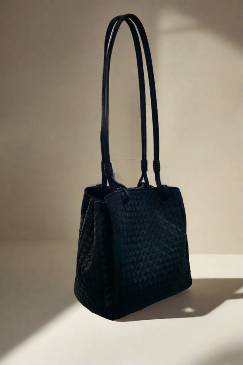 Woven Italian Leather Handbag - Mildred Hoit