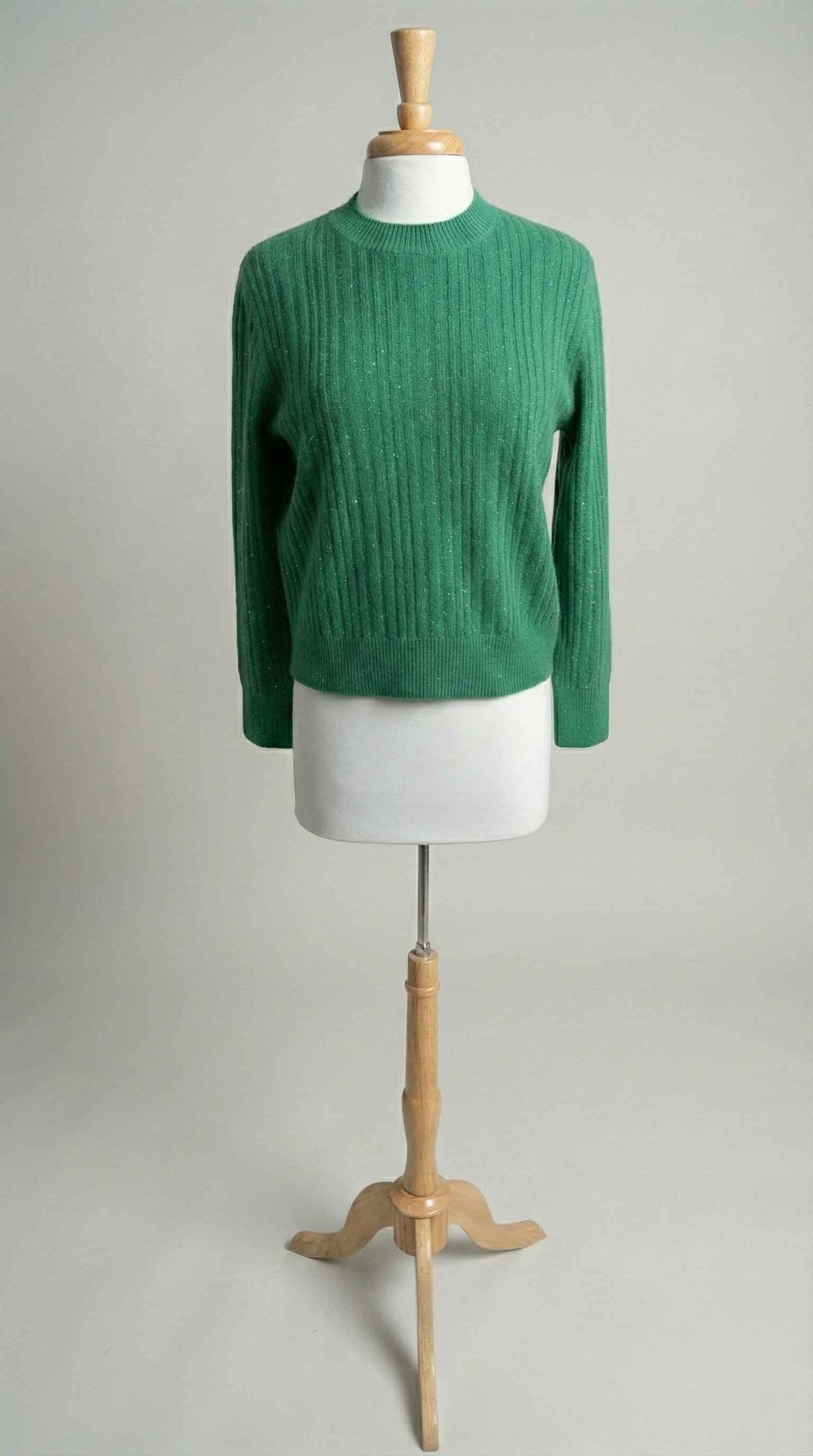 Cashmere Sweater with Crystals in Emerald - Mildred Hoit