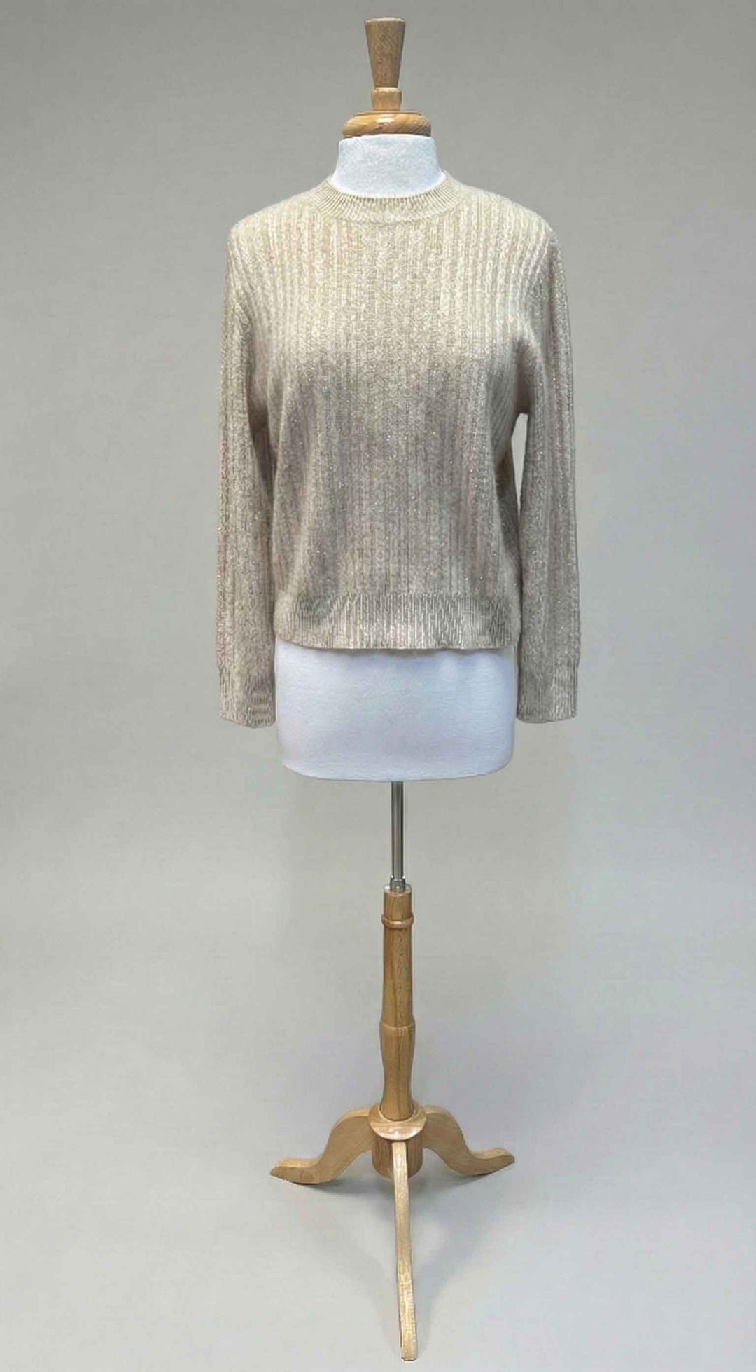 Cashmere Sweater with Crystals in Beige - Mildred Hoit