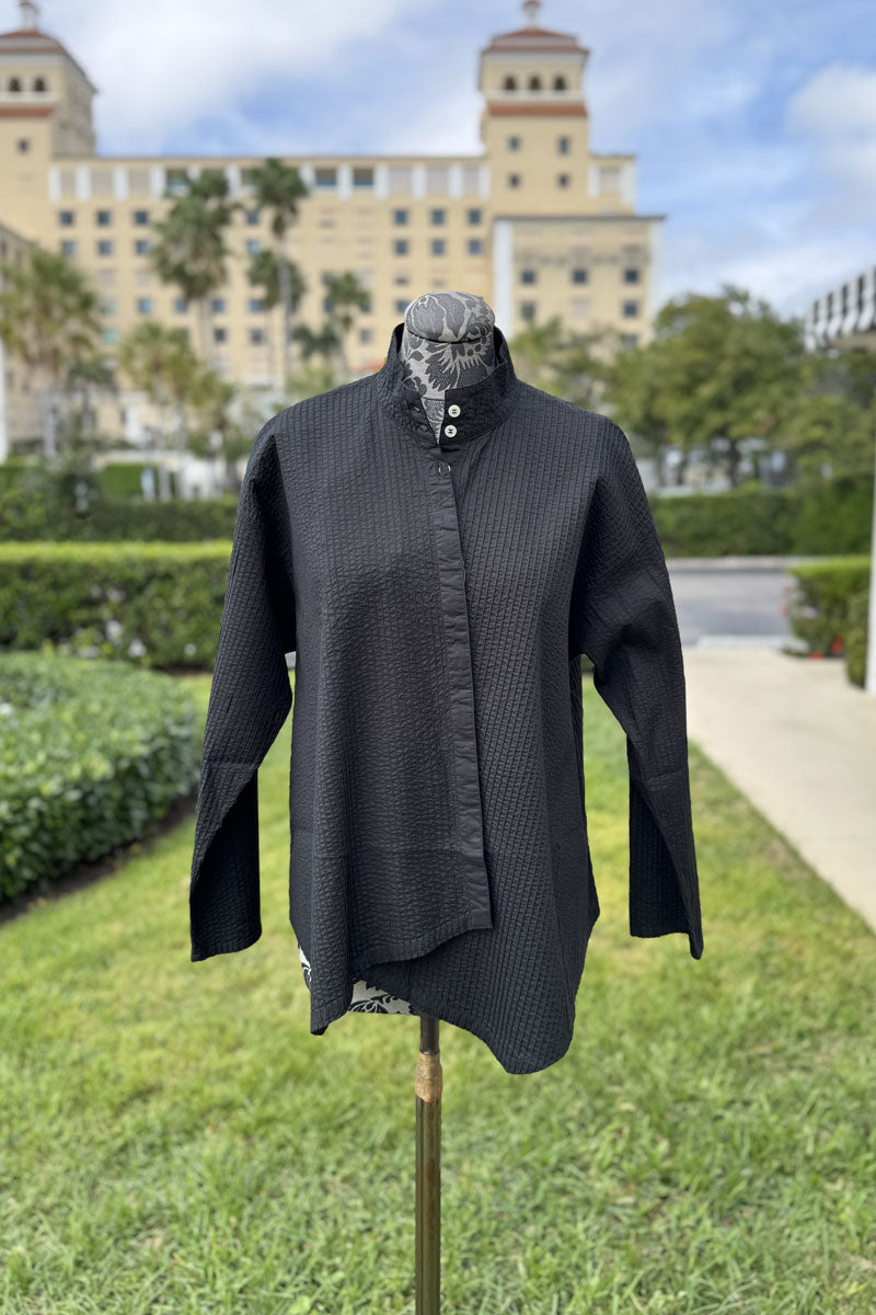 Yacco Maricard Asymmetrical Cotton Blouse in Black