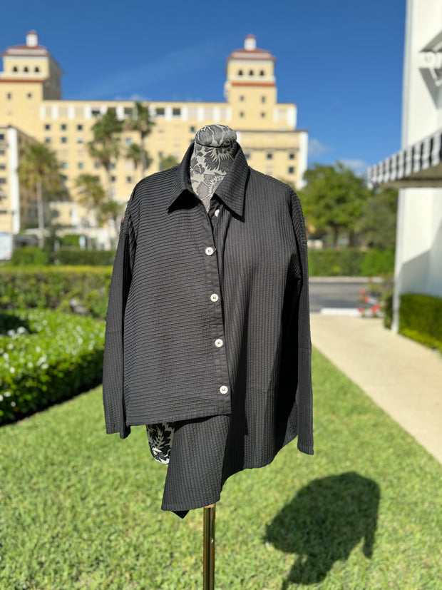 Yacco Maricard Asymmetric Lawn Shirt in Black