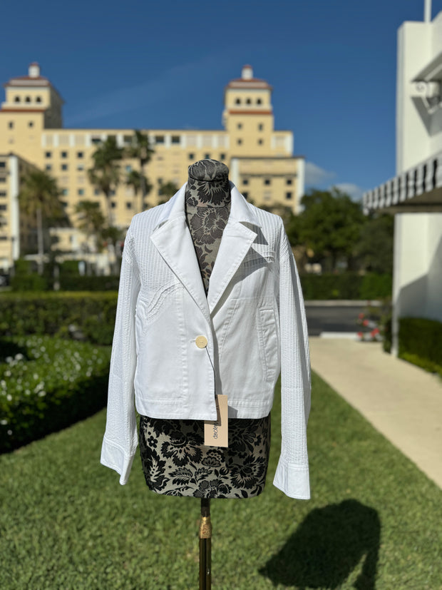 Yacco Maricard Cotton Pintuck Jacket in White