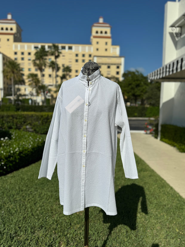 Yacco Maricard Diagonal Pintuck Tunic in White available at Mildred Hoit in Palm Beach.