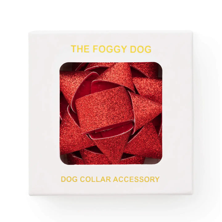 Red Gift Bow Dog Collar Attachment - Mildred Hoit