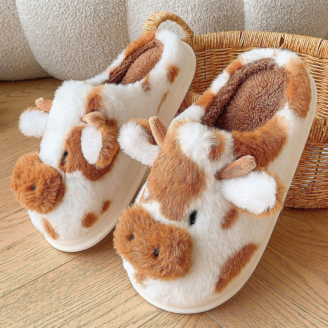 Women's Furry Cow Slippers - Mildred Hoit