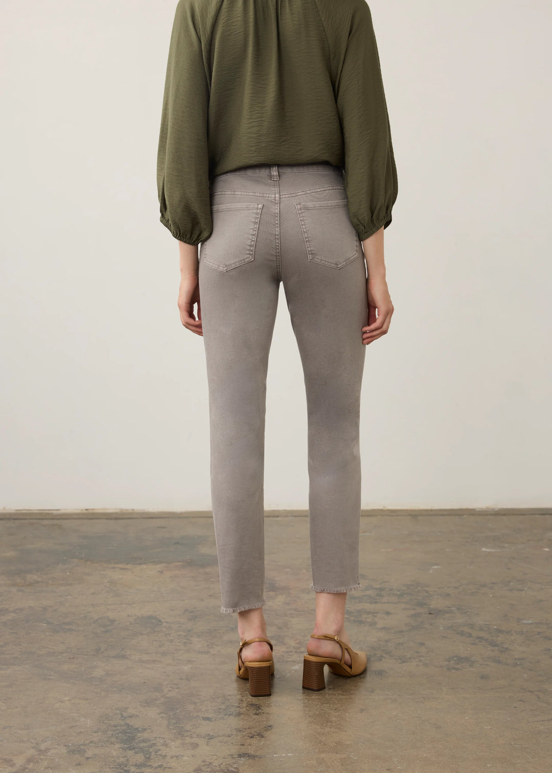 Olivia Slim Leg Ankle Pant in Stone Grey