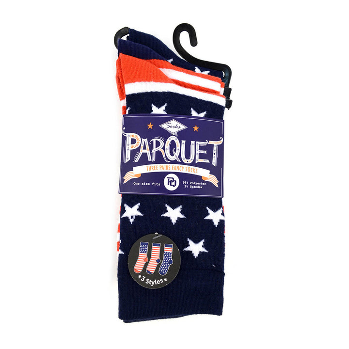 Men's American Flag Novelty Socks-3 Pack - Mildred Hoit