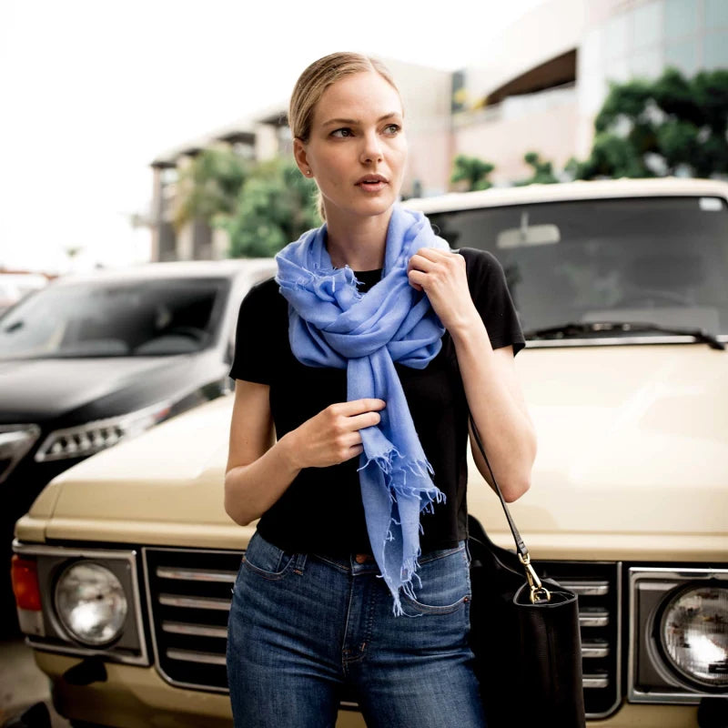 Alta Cashmere Shawl in Cornflower - Mildred Hoit