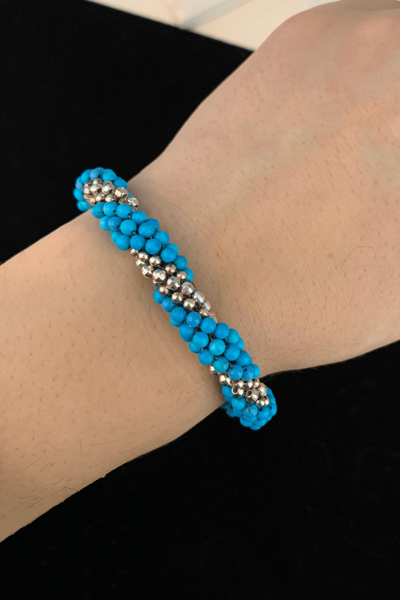 Meredith Frederick Audrey Bracelet in Turquoise and Silver - Mildred Hoit