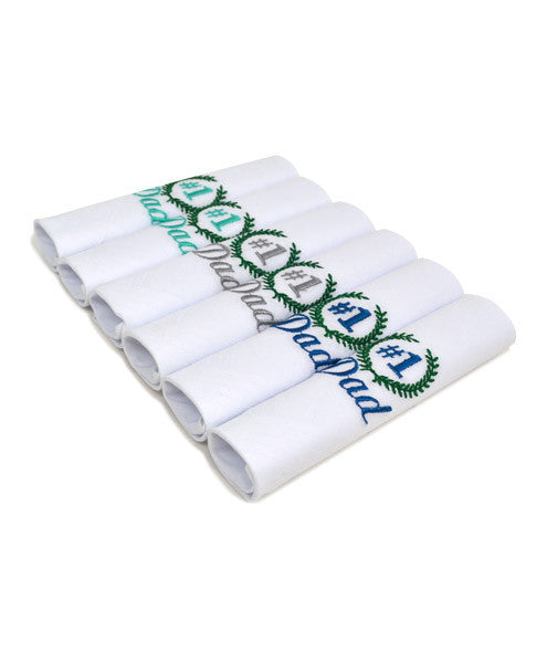 Men's "#1 Dad" Cotton Embroidered Handkerchiefs 6pcs Set - Mildred Hoit
