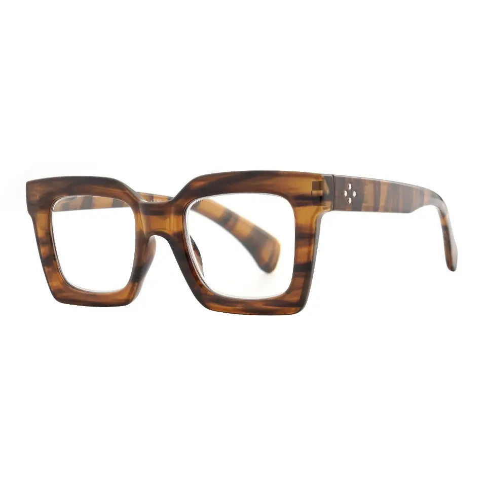 Fiona Blue Light Readers in Striped Brown - Mildred Hoit