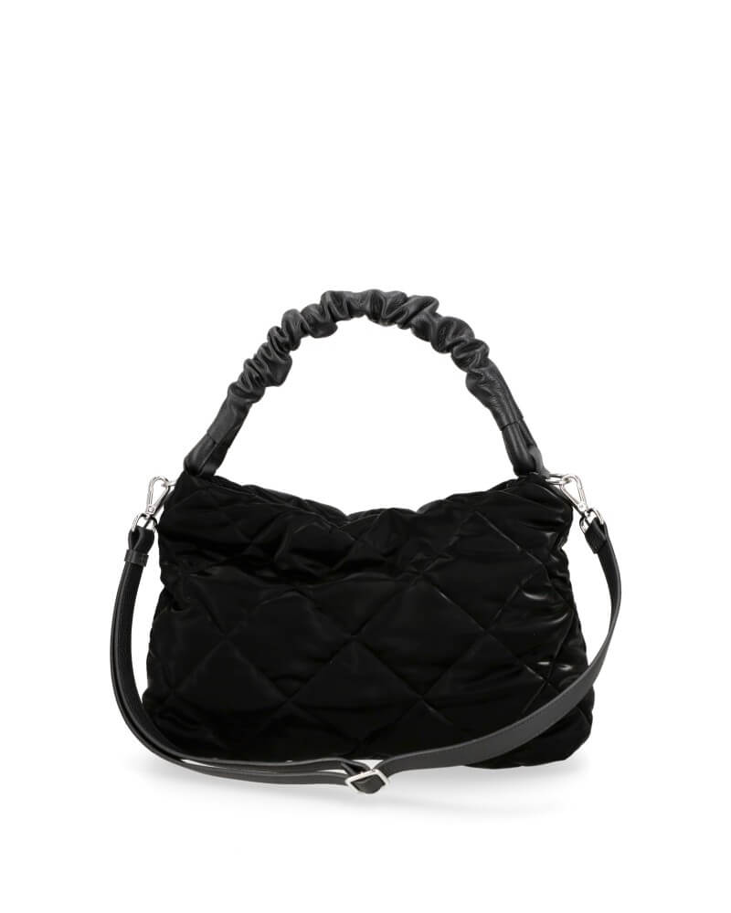 Black Quilted Handbag with Leather Handle